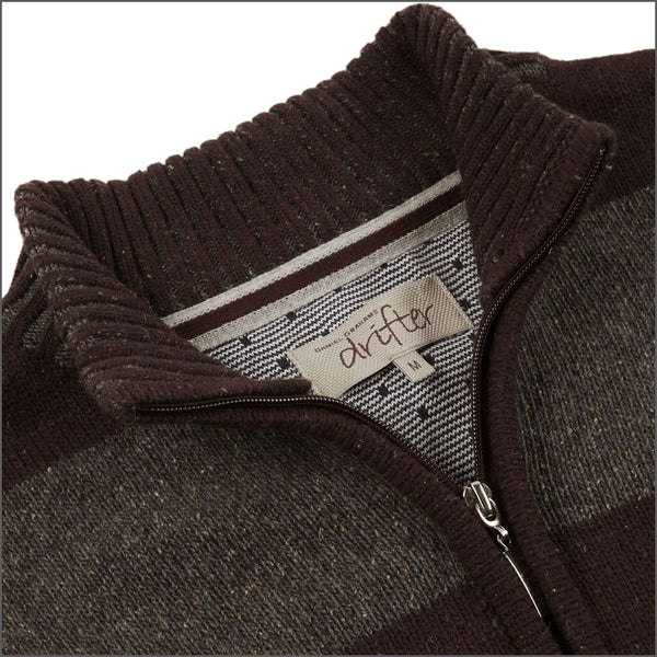 Drifter Wine/Grey Wool  Fleck Zip Neckº