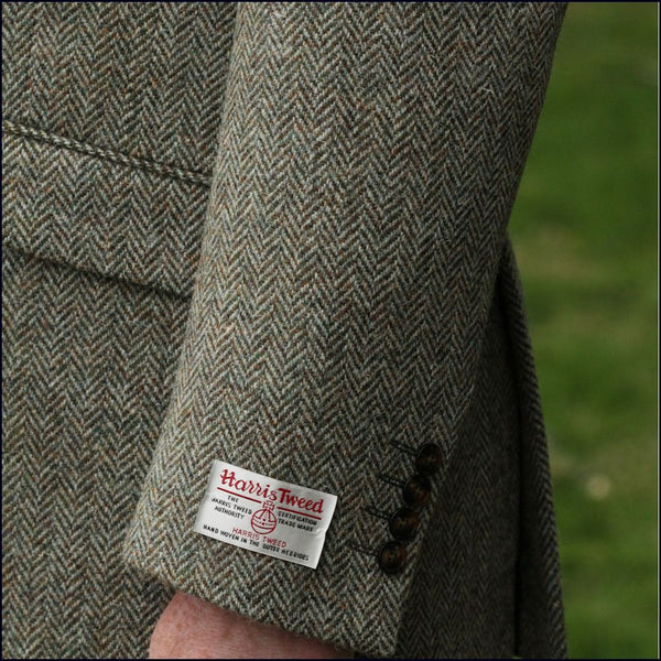 Harris Tweed Fawn Herringbone Jacket=