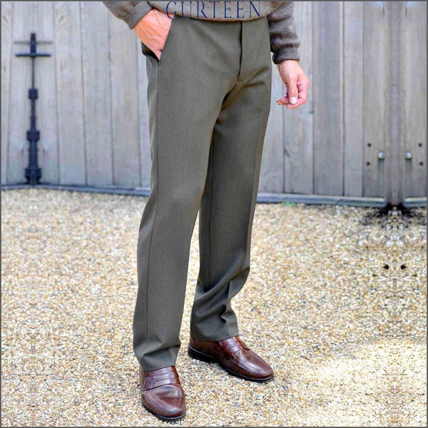 Dark beige pair of regular fit wool trousers – Rota SRL