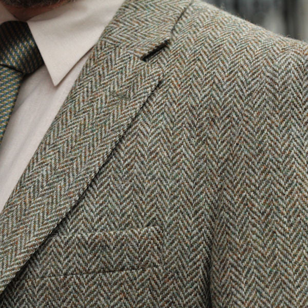 Harris Tweed Fawn Herringbone Jacket=