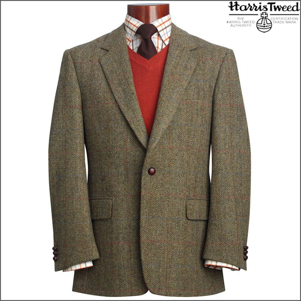 Harris Tweed Beige/Olive Herringbone Jacket~~