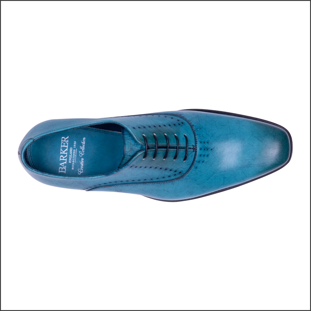 Barker Witney Blue Calf Hatch Effect Oxford Brogue